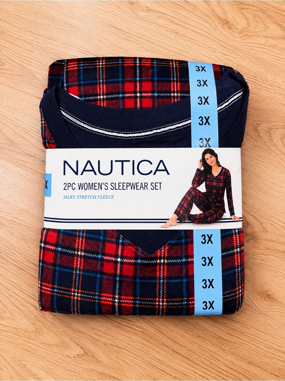 NWT Nautica Red and Navy Plaid 2PC Women's Sleepwear Set - Picture 3 of 4
